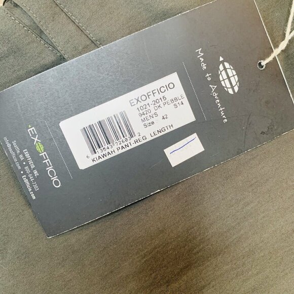 Exfficio Men’s Pants UPF30+ Kiawah Regular Size 42 Pebble Dark Green Outdoor NEW - Picture 5 of 16
